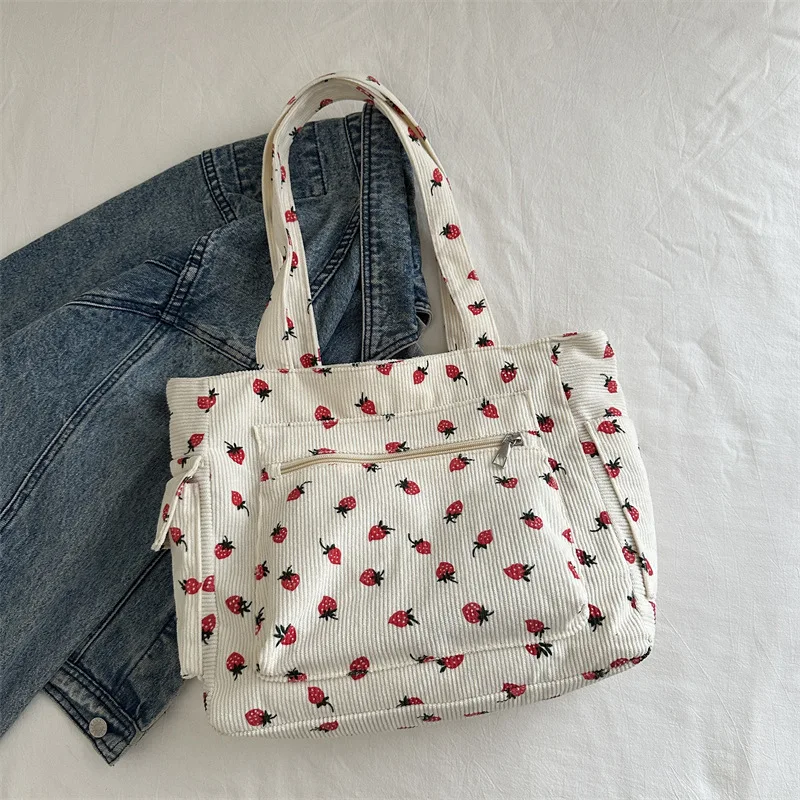 Shoulder Bag Large Capacity For Travel Corduroy Handbag Versatile Shoulder Handbag Women Tote Bag Commute Notebook Schoolbag New