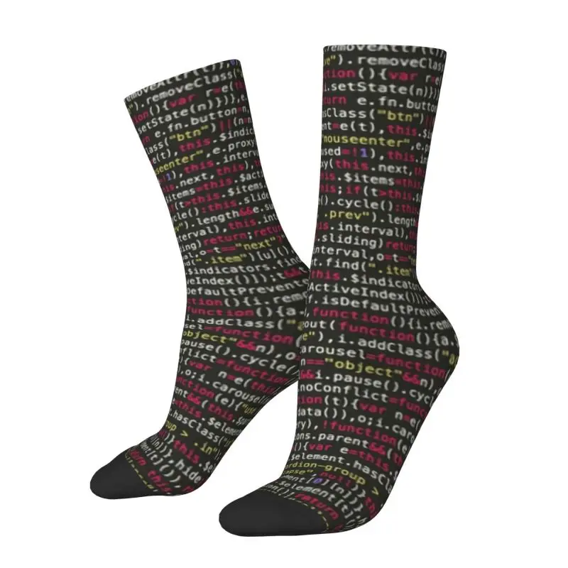 

Cool Printed Computer Code Socks for Women Men Stretchy Summer Autumn Winter Science Hacker Programmer Game Crew Socks