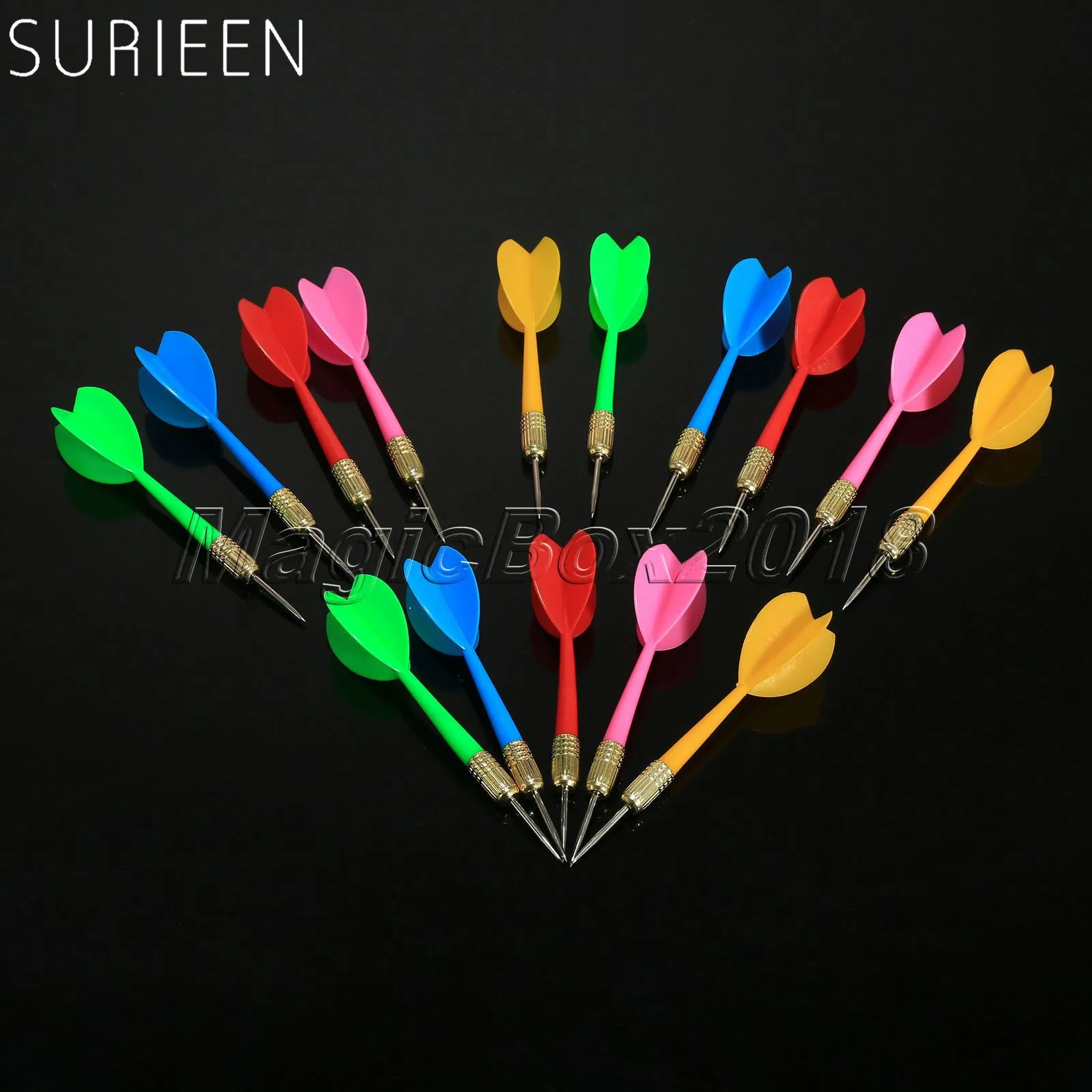 

15 Pcs (5 Sets) 6g Steel Needle Tip Darts Set With Iron Copper Plated Barrel & PVC Shaft & Nice Dart Flights 5 Colors Random