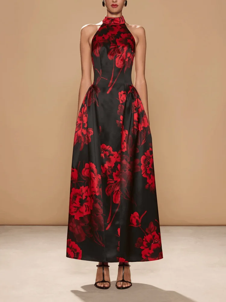 Nieuwe Europese en Amerikaanse dameskleding, modieus en eenvoudig nekhangend, rugloos, nauwsluitend temperament, grote pendulu