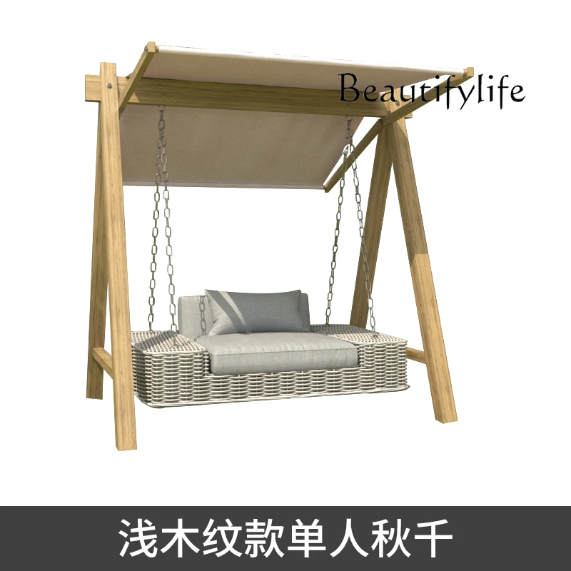 Nordic Mid-Ancient Style Outdoor Swing Courtyard Home Balcony Glider Cradle