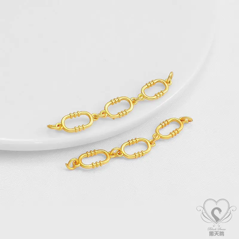 18K Matte Gold Multi-style Chinese Knot Gourd Rectangular Triple Charms DIY Jewelry Accessories