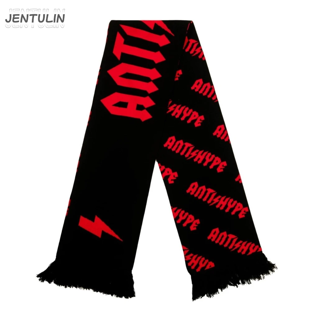 Men Scarf Winter Y2k Streetwear Black Knitted Antihype Gothic Shawl Scarves Korean Harajuku Hip Hop Punk Warm Unisex Accessories