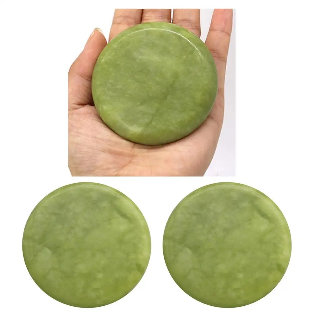 Polished Green Jade Massage Stones Set Energy Basalt Rock Hot Spa Body Facial Deep Tissue Massage for Home Use
