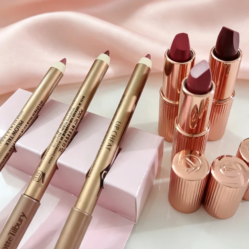 Ensemble de rouge à lèvres et crayon à lèvres Charlotte de luxe, maquillage longue durée, imperméable, crayon à lèvres 3 pièces, pour remplir le contour des lèvres, cosmétiques Tilbury