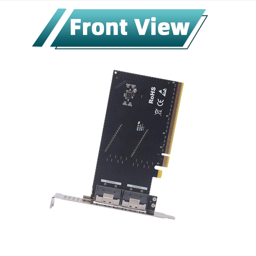 PCIE To 8654 Adapter Card PCI-E 4.0 / 3.0 X16 SlimSAS 8654 Extension External Solution Riser 2X 8654 8i Connectors for SSD GPU