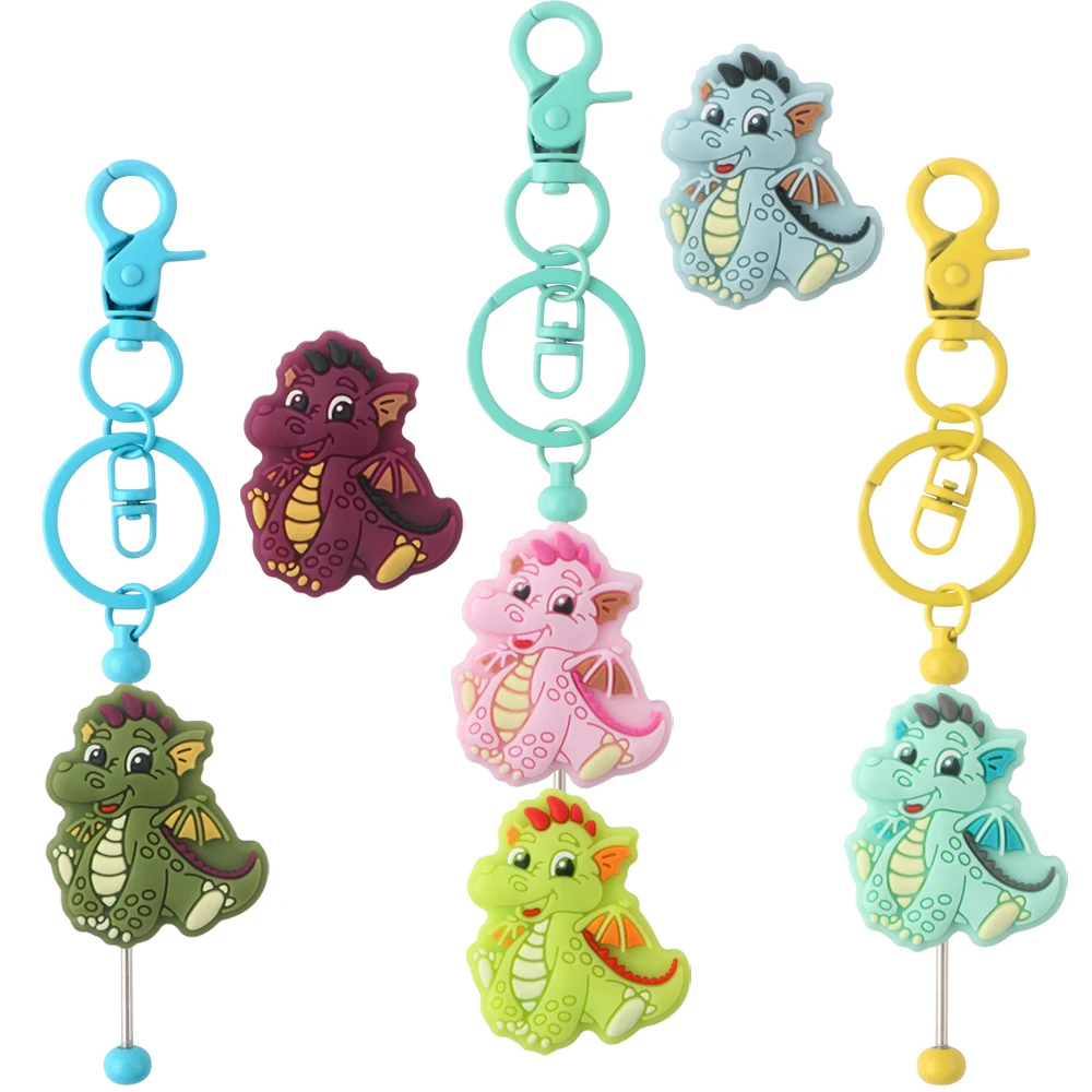 6pcsSilicone Dinosaur Focus Beads For Jewelry Making DIY Bracelet Necklace Earrings Personalized Accessories