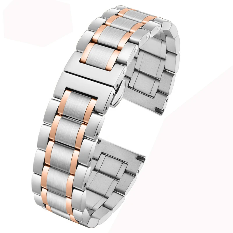 For Tissot Longines Casio Armani Rossini Curved Arc End Stainless Steel Strap Metal Bracelet Watchband 14 15 16 17 18 19 20 22mm