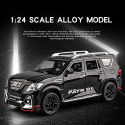 1:24 Nissan Patrol Off-road SUV Alloy Model Car Diecast Vehicle Toy Models Collectible Iron Toy Car Sound Light Car For Boys Kid