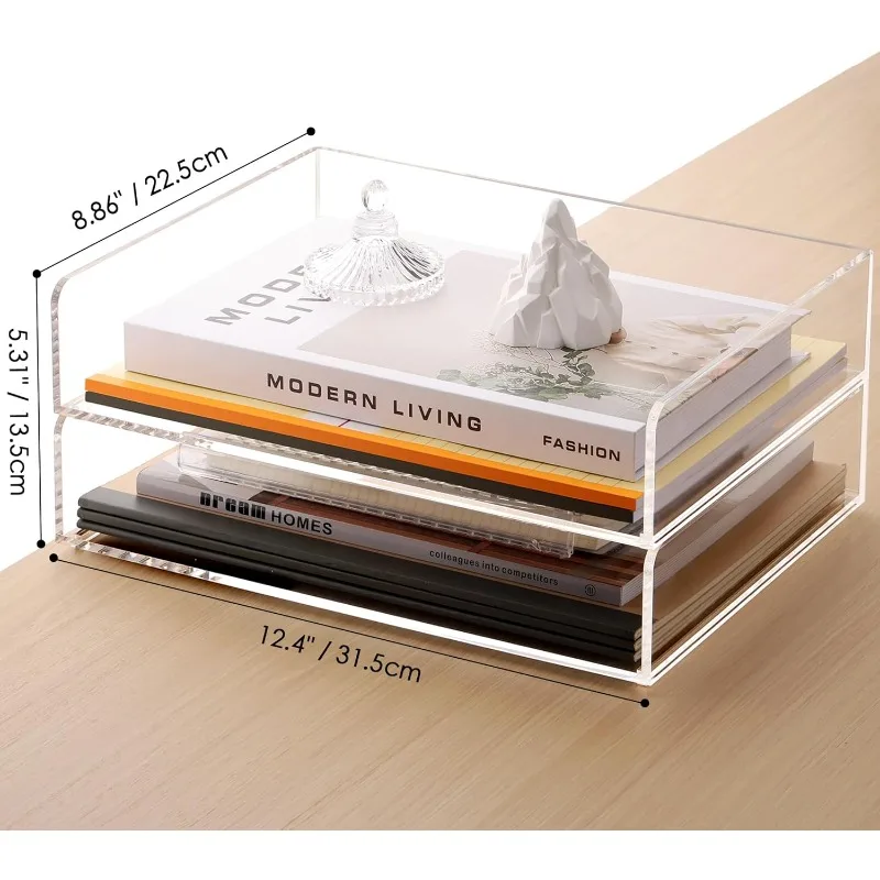 Paper Organizer for Desk,Acrylic Stackable Letter Tray, Clear Paper Tray, Desk Tray Organizer Paper Sorter for Office,