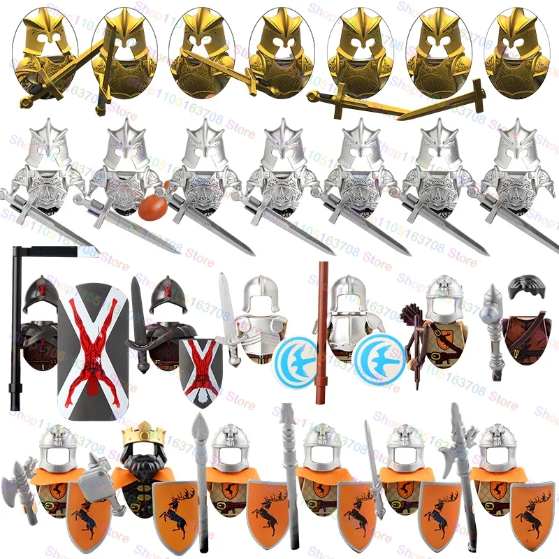 Blocs de construction compatibles avec scène de chevalier médiéval, dessin animé, jouets, accessoires, Mini figurines d'action, poupées, cadeau pour enfants