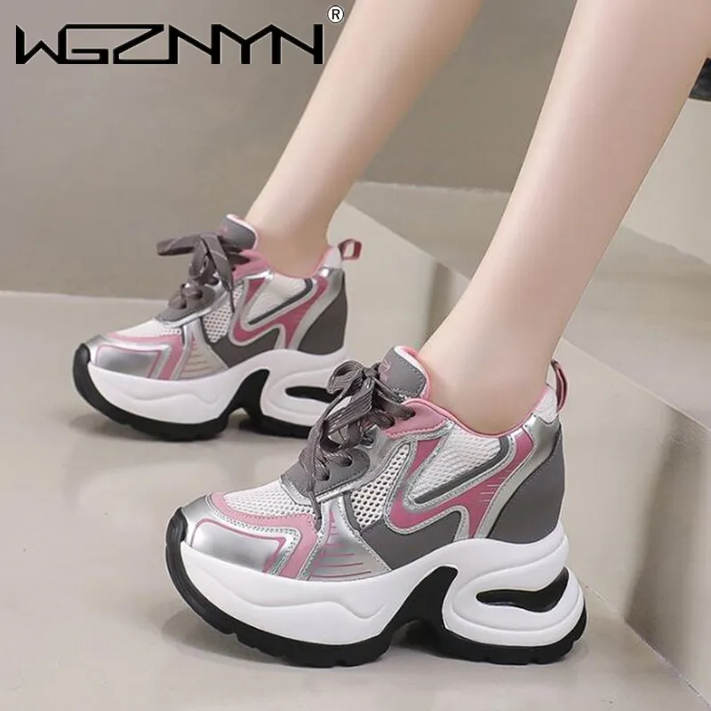 

Women's Heels Tennis Female Sneakers Platform Summer Shoes Woman-shoes Silver Trainers Thick Sole Casual 2024 Fashion Sneakers