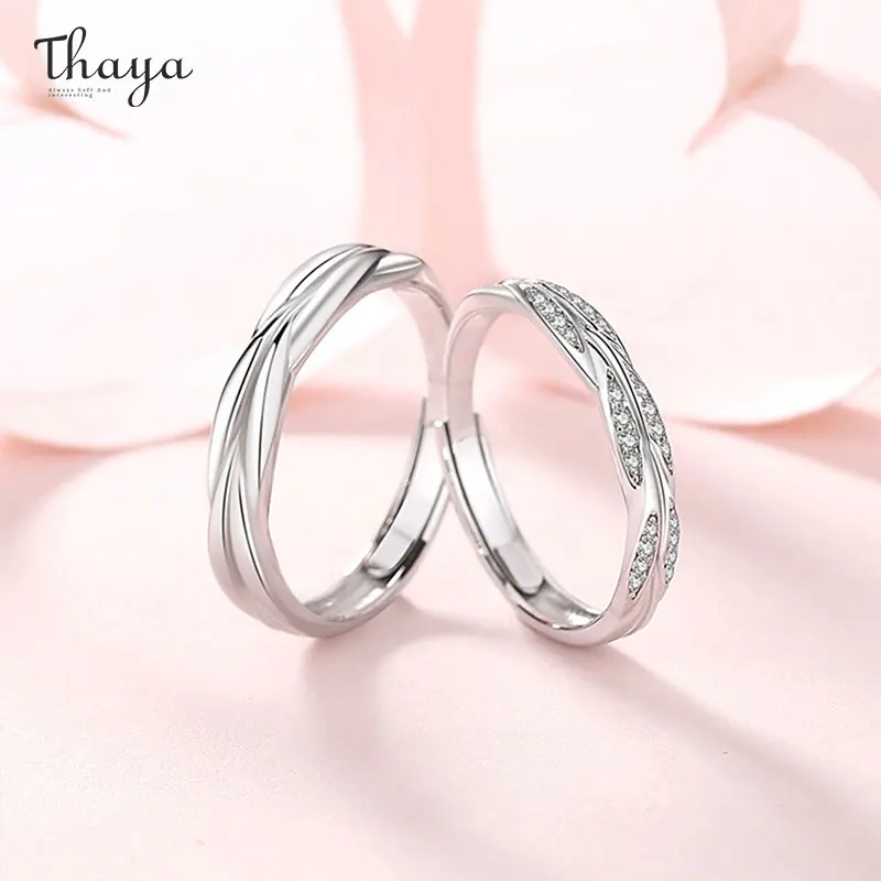 

Thaya Classic 100% S925 Silver Ring for Couple Luxury Wedding Ring for Lovers Engagement Round Rings Party Jewelry Love Brand