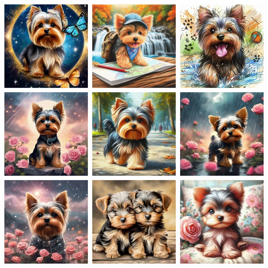 Yorkshire Terrier Dog 5D DIY Diamond Painting Animal Embroidery Rhinestone Mosaic Cross Stitch Room Decor Children's Gift