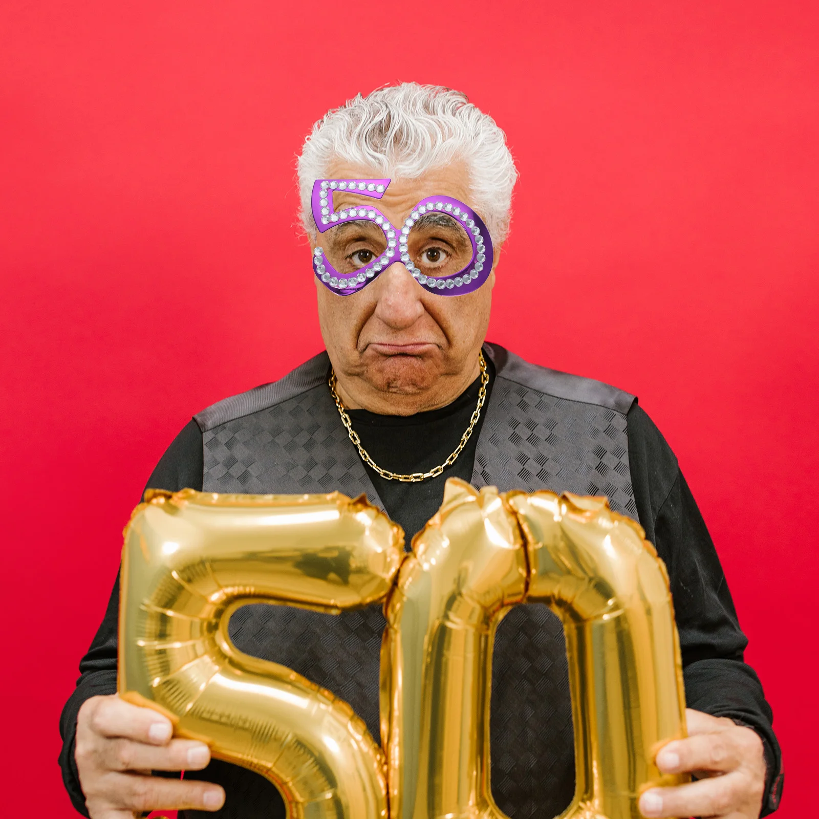 

1Pair Beautiful Birthday Eyeglass Rhinestone Decorative Glasses Party Prop Anniversary Celebration 50th Birthday Glasses