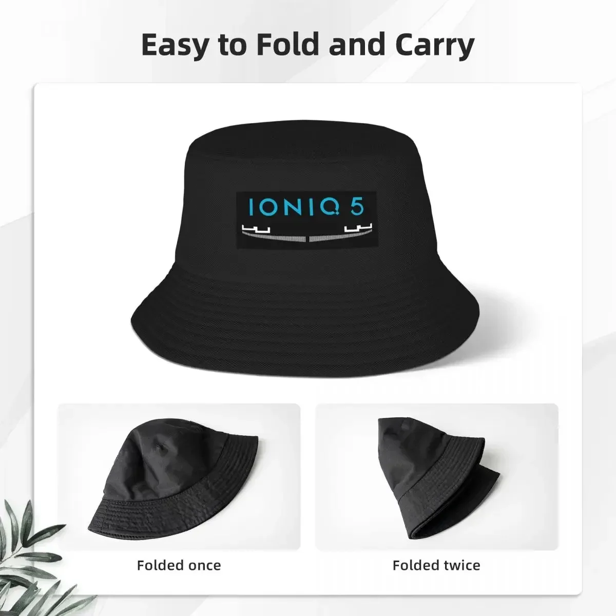 Ioniq 5 Iconic Front Grill And Logo In Blue Bucket Hat Panama Hat Children Bob Hats Fisherman Hats Summer Beach Fishing Caps