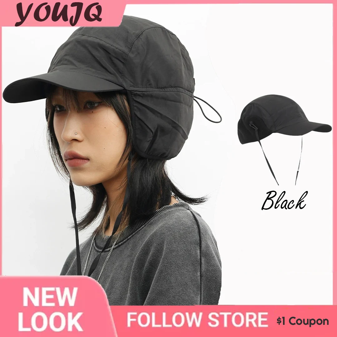 

Y2K 2000'S Adjustable Winter Snapback Hats for Women Men Lightweight Waterproof Earflaps Kpop Baseball Cap for Snow Skiing Garra