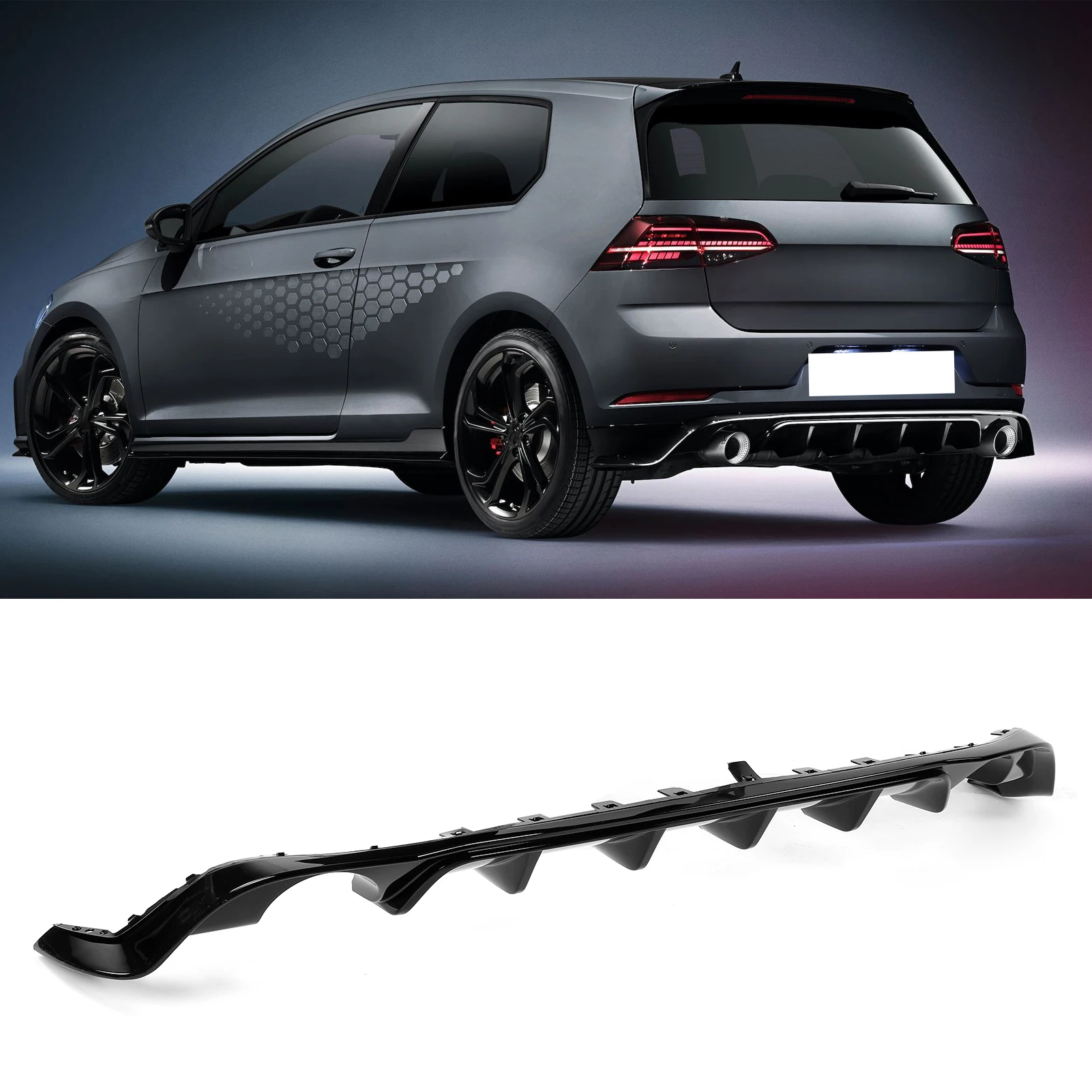 Car Rear Bumper Diffuser Bumper Lip Auto Modification Exterior Accessories Replacement For MK7.5 Facelift 2017-2020