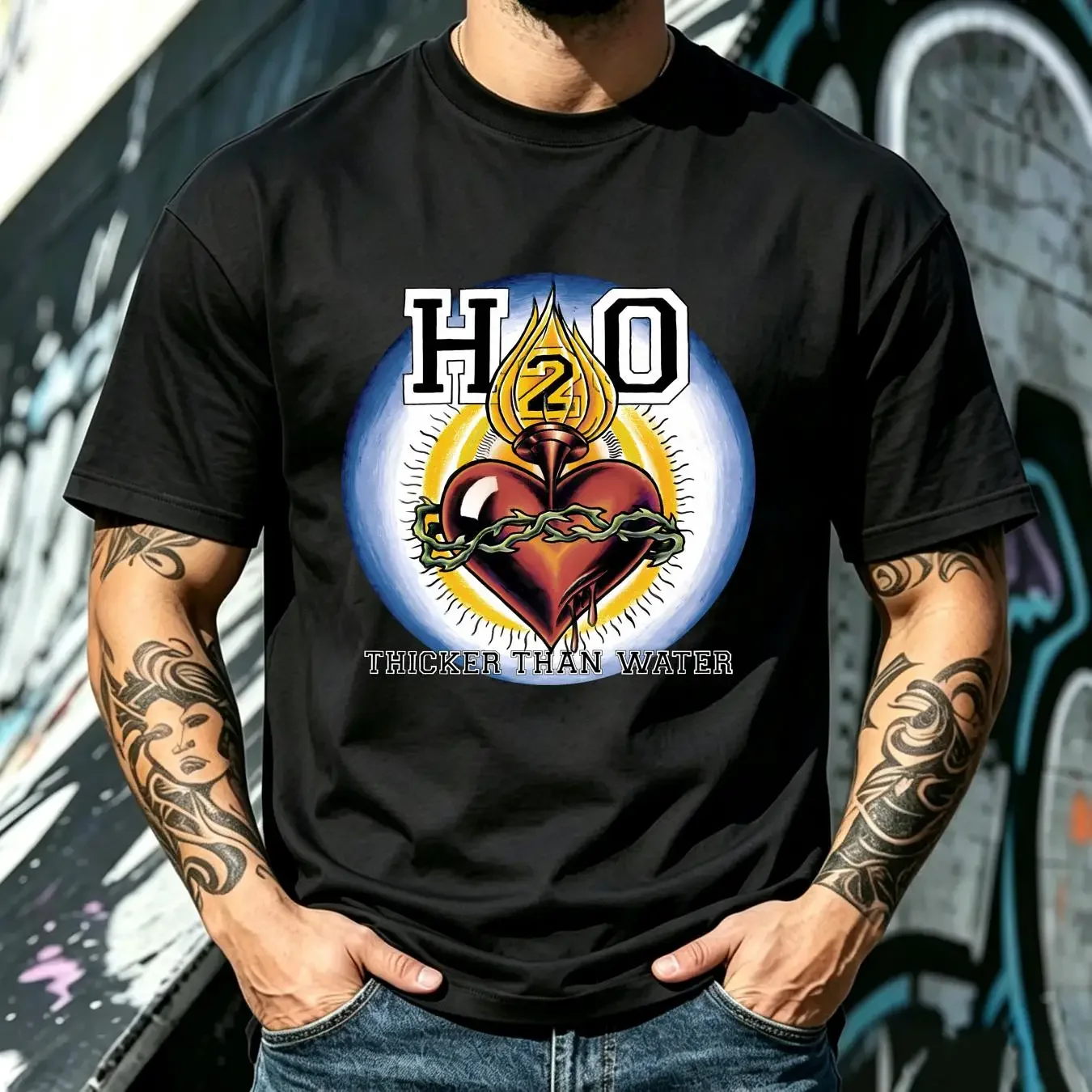 washed T Shirt Official H2O Thicker Than Water L NYHC Hardcore Punk Legends long or short sleeves vintage Washed fashion Casual