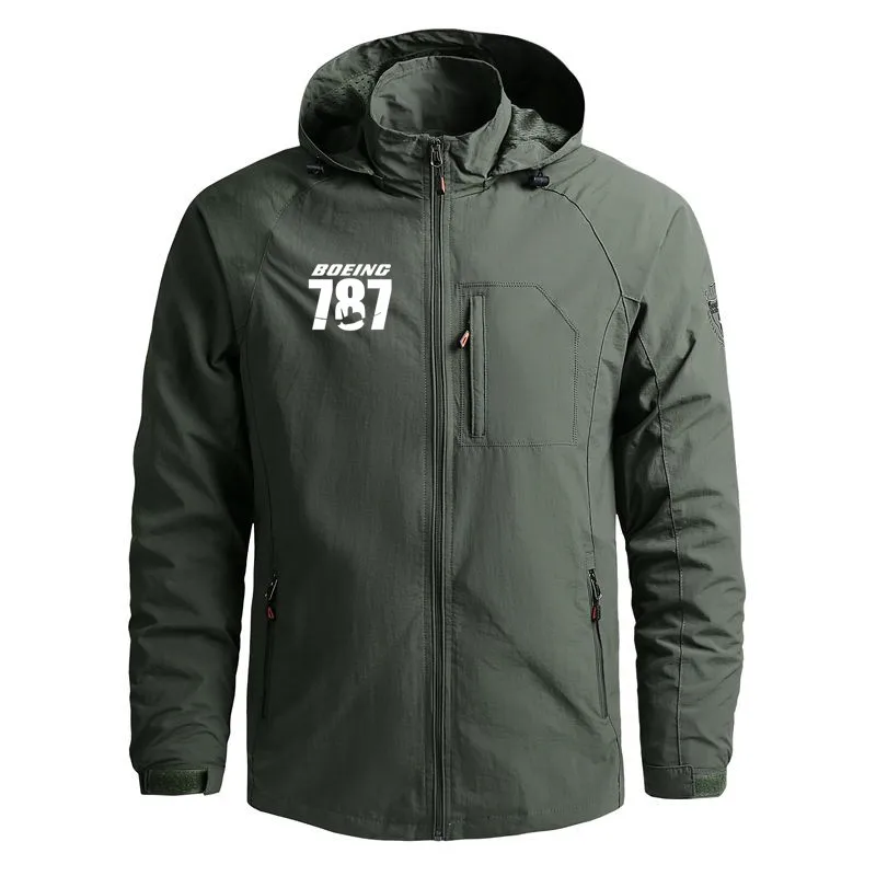 

2025 New Men Clothing Waterproof Boeing 787 Hooded Casual Outdoor Military Hooded Windbreaker Coat Man Pilot Jacket for Men