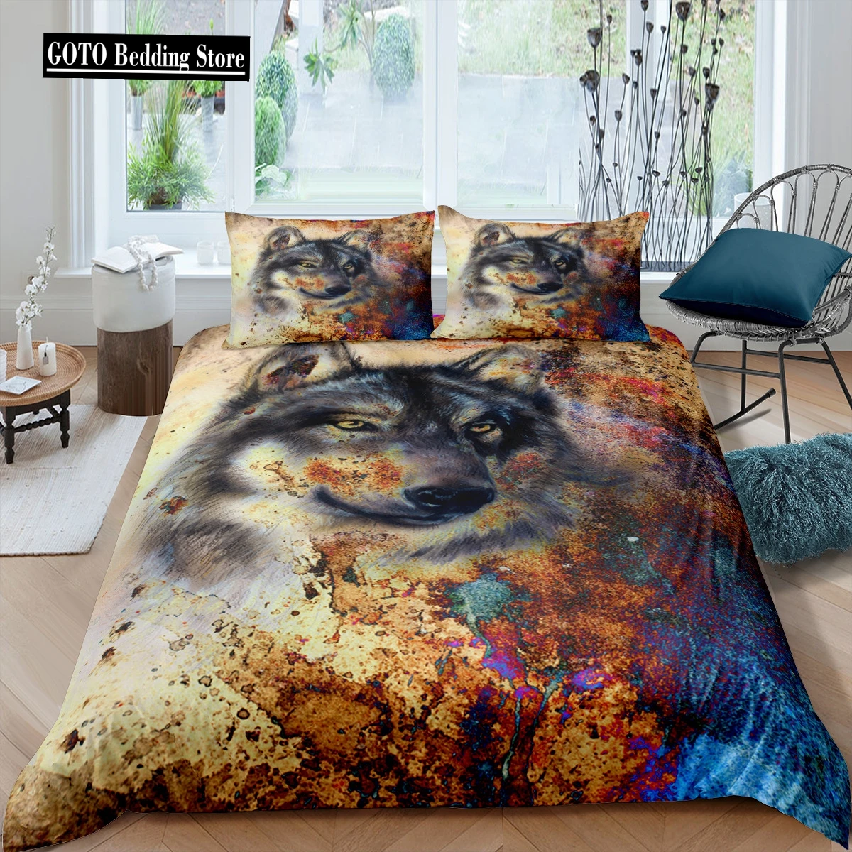 

3D Print Lion Animal Wolf Duvet Cover Set Double European and American Style Housse De Couette Comforter Bedding Sets King 2021