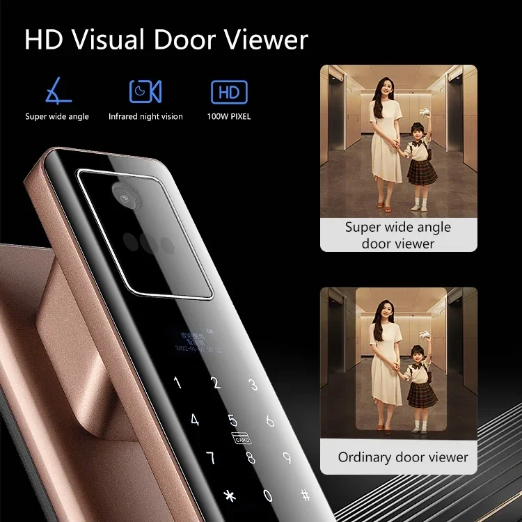 004 Wifi Smart Lock With Camera 3D Face Recognition Digital Door Lock Fingerprint Smartlock Automatic Smart Lock
