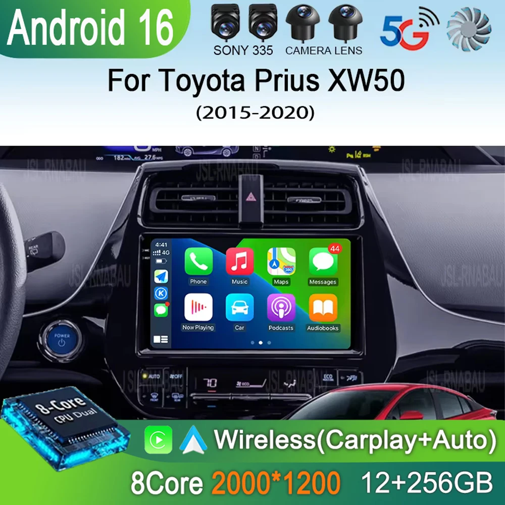 

Автомагнитола Android 16 для Toyota Prius XW50 2015-2020 с GPS, Carplay, мультимедиа, навигацией, стереосистемой и Bluetooth