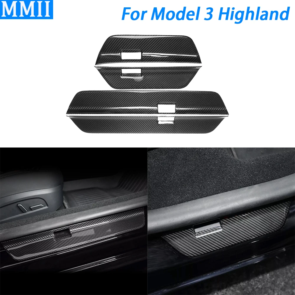 

Для Tesla для модели 3 Highland 2024, настоящая сухая внутренняя панель порога из углеродного волокна, защитная крышка, декоративные аксессуары для салона автомобиля