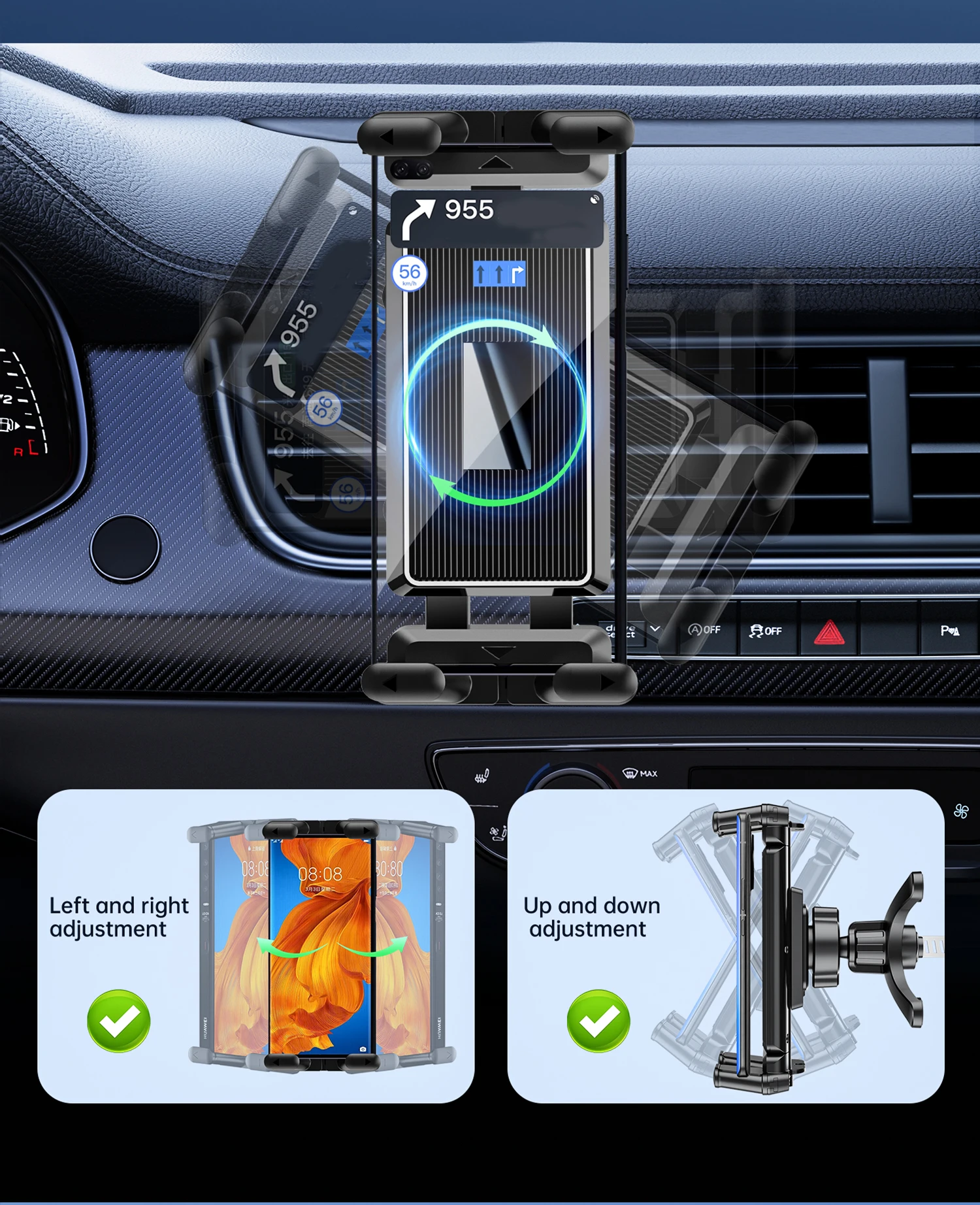 Car Air Vent Universa Holder Mount, Stand Compatible with 7" - 12.9" Tablets iPad ,4" - 7"Folding Screen/straight Panel Phone