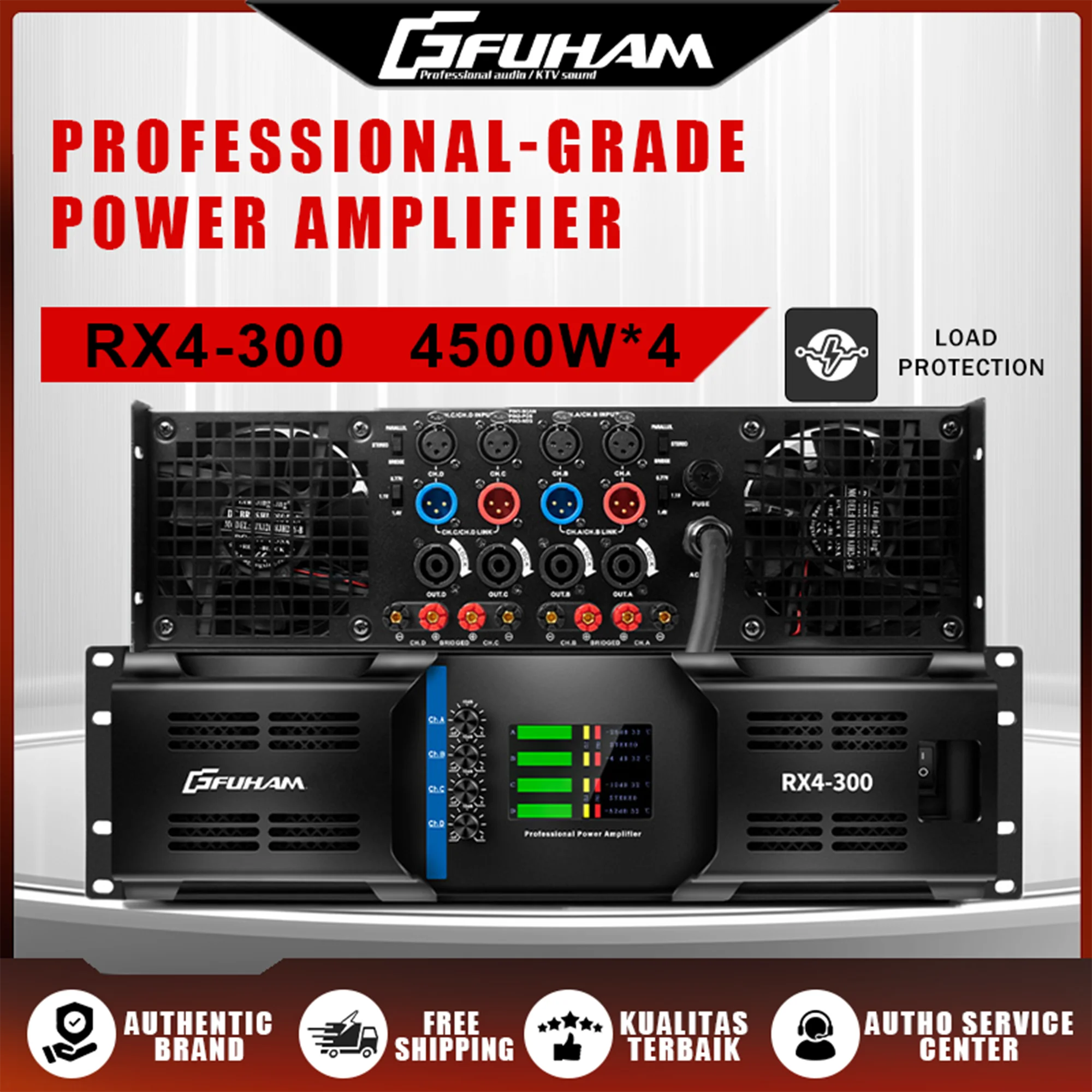 FUHAM RX4-300 4-Channel Power Amplifier 4500W 8 Ohm Linear Array Speaker Amplifier for Stage Performance