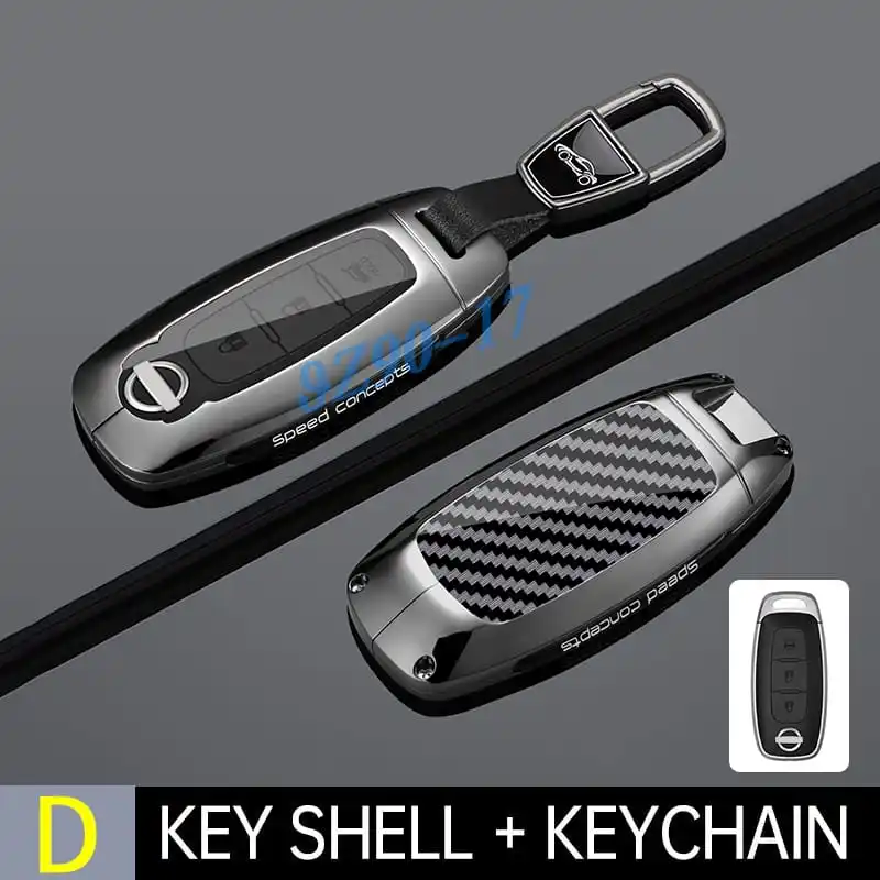 For 2023-2025 Nissan Rogue X-Trail T33 Qashqai J12 Kicks Ariya Altima Sentra Metal Carbon Fiber Car Key Fob Case Cover Keychain