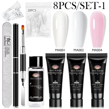 พบกับต่อเล็บเจลชุดโปแลนด์อะคริลิคคริสตัลอาคาร Full Polygel สําหรับเล็บชุด UV เคลือบเงาเล็บชุดแต่งเล็บ