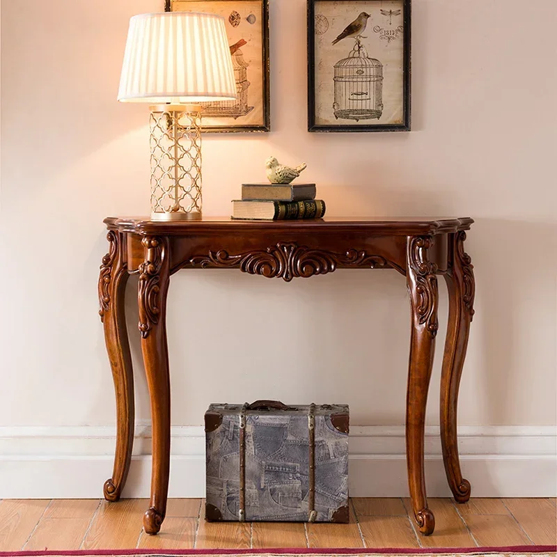 Solid wood carved entryway partition foyer decorative table