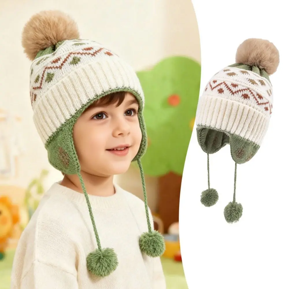 

Autumn Winter Knitted Toddler Hat Keep Warm Ear Protection Kids Earmuffs Cap Leisure Kids Cap Infant