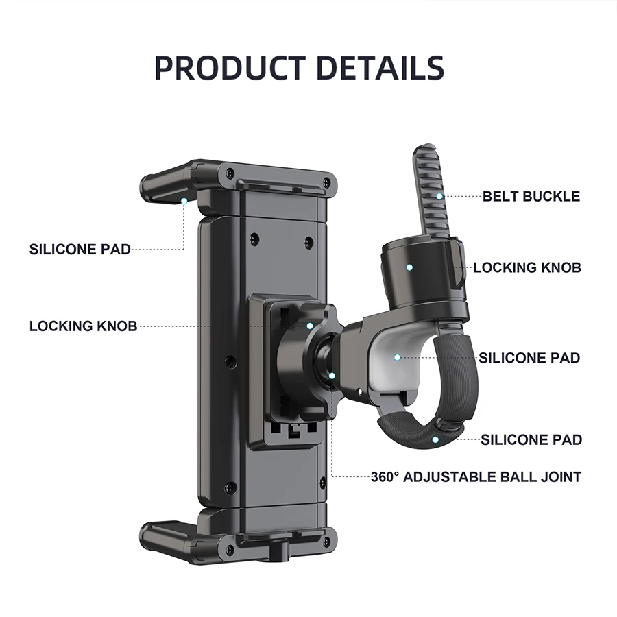 High Quality Shock Absorbing Adjustable Truck Forklift Bulldozer Crane Excavator Handlebar Pad Phone Holder