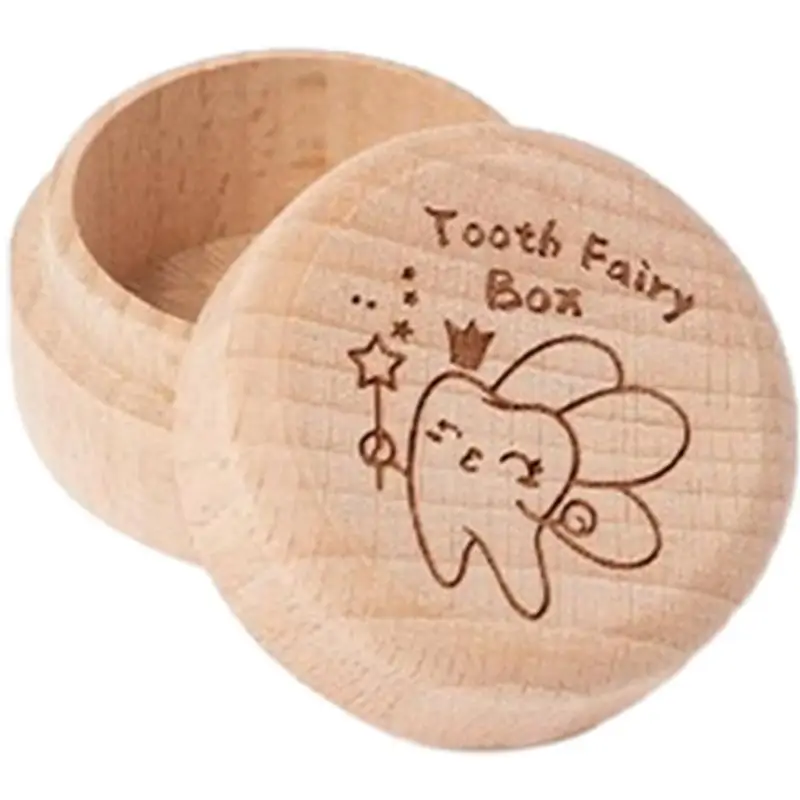 

Baby Tooth Box Wooden Dropped Tooth Keepsake Storage Box Cute Carved Teeth Container Storage Box Gift Fairy Gifts Tooth Saver