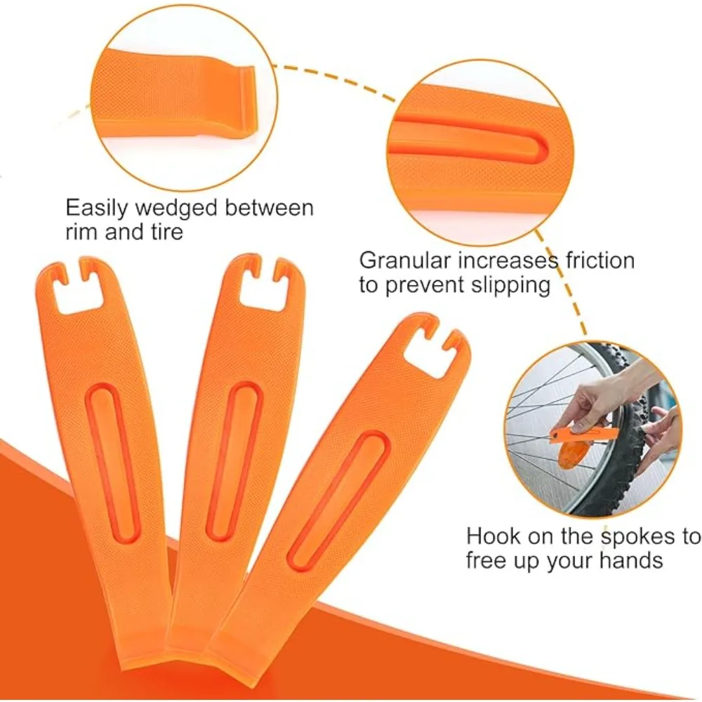3PCS คันโยกยางรถจักรยานเครื่องมือถอดยางที่แข็งแกร่งคันโยกยางจักรยานสำหรับชุดคันโยกยางจักรยานเสือภูเขาอุปกรณ์จักรยาน