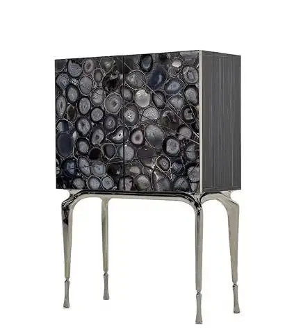 #￥for Italian High Luxury Natural Agate Wine Cabinet Luxury Design Metal Storage Lockers for the Living Room Hotel