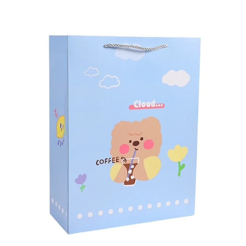 500pcs/Lot Wholesale Cusotm Logo Printed Lovely Cartoon Gift Clothing Packaging Children Fashionable Paper Bag with Handle