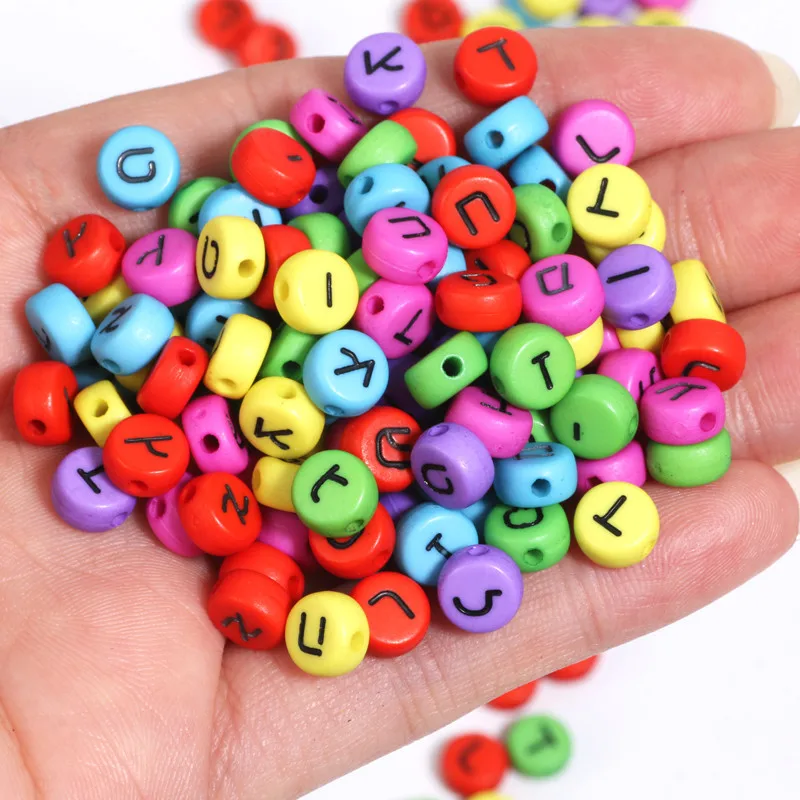 100pcs 7mm Mixed Hebrew Letter Beads Flat Alphabet Acrylic Spacer Beads For Diy Bracelet Necklace Handmade Jewelry Accessories