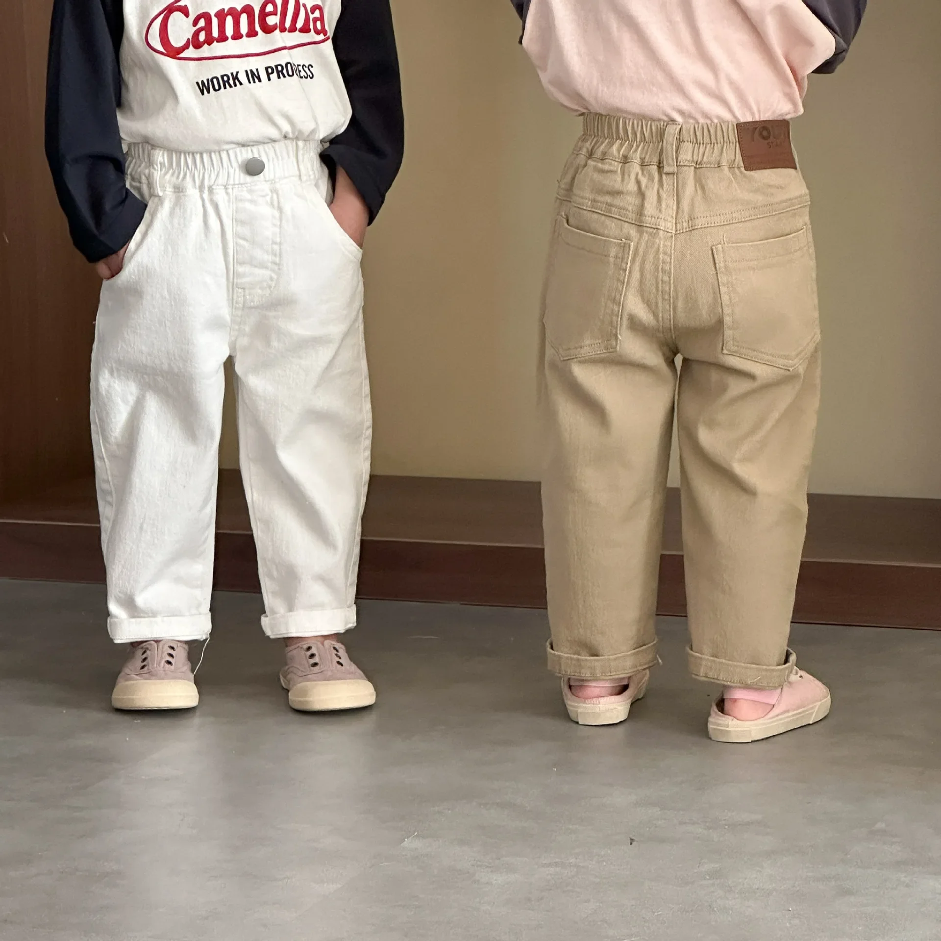 Children's Cotton Pants Boys' Spring Clothes Girls' Casual Pants 2026 New Spring Autumn Korean Version Elastic Baby Pants