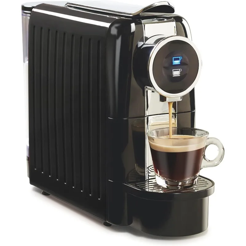 

Кофемашина Hamilton Beach, совместимая с капсулами Nespresso, для приготовления кофе на одну порцию, помпа 19 бар, регулируемый размер чашки, черная.