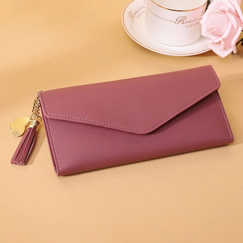 2025 New Design Women's Long Wallet Fashionable Tassel Slim Clutch Purse Multi-Card Holder Organizer Gift for Women