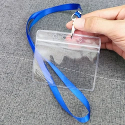 10 Set ID Card Holders & Lanyards Soft Waterproof Work Card Holder Transparent Label Access Card Holder Campus Exhibition Card