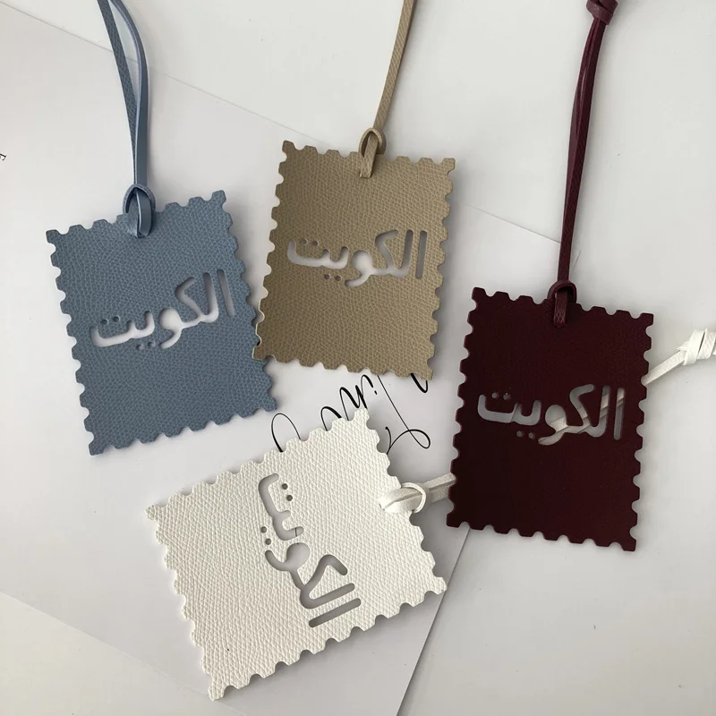 Personalized Latin And Arabic Letter PU Leather Bag Charm Backpack Accessory Travel Car Interior Decoration Home Creative Orname