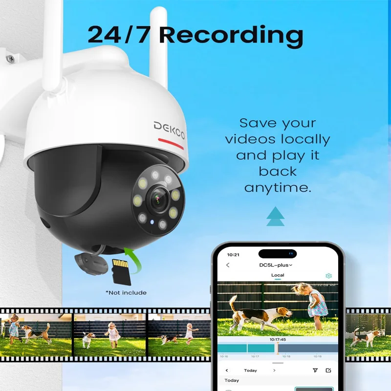 DEKCO 3MP PTZ WiFi Camera Outdoor Wireless Security Dome Camera Motion Detection 2-Way Audio Full Color Night Vision CCTV Camera image 2