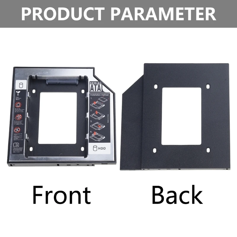Universal 12.7mm 2.5'' to 2nd HDD SSD Hard Drive Caddy Adapter Tray Enclosure Optical Driver Bay for Laptop