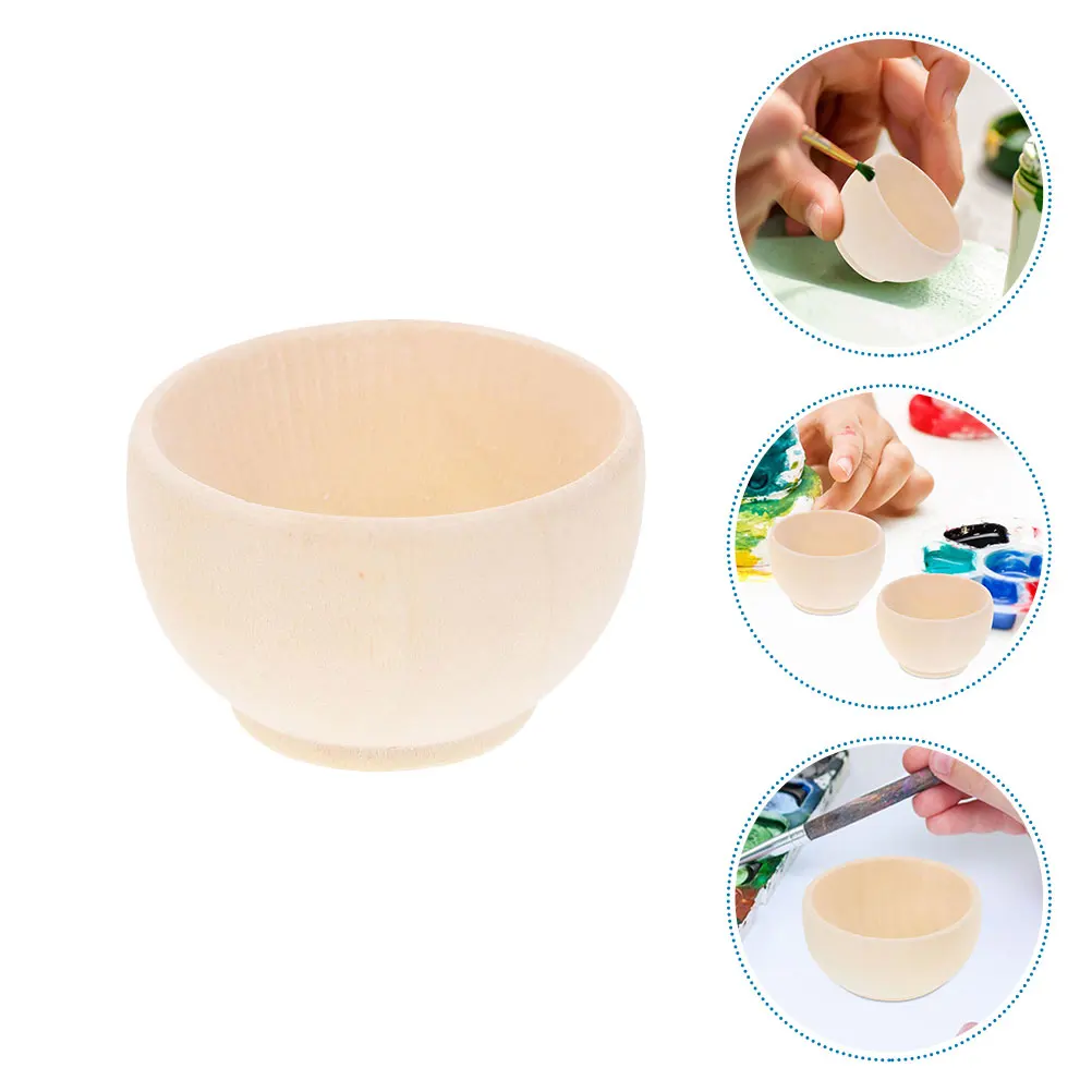 

Creative DIY Small Wooden Unpainted Blank Wood Crafts Painting Decoration Unfinished Bowls Mini Wood Bowls Set Home Party Decor