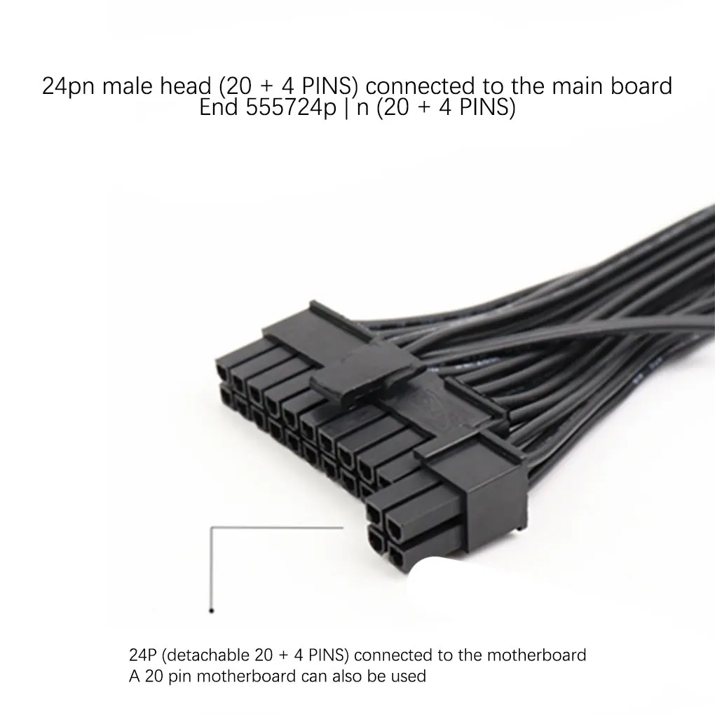 Plastic 24Pin Computer Dual Power Start Cable Desktop Starting Adaptor