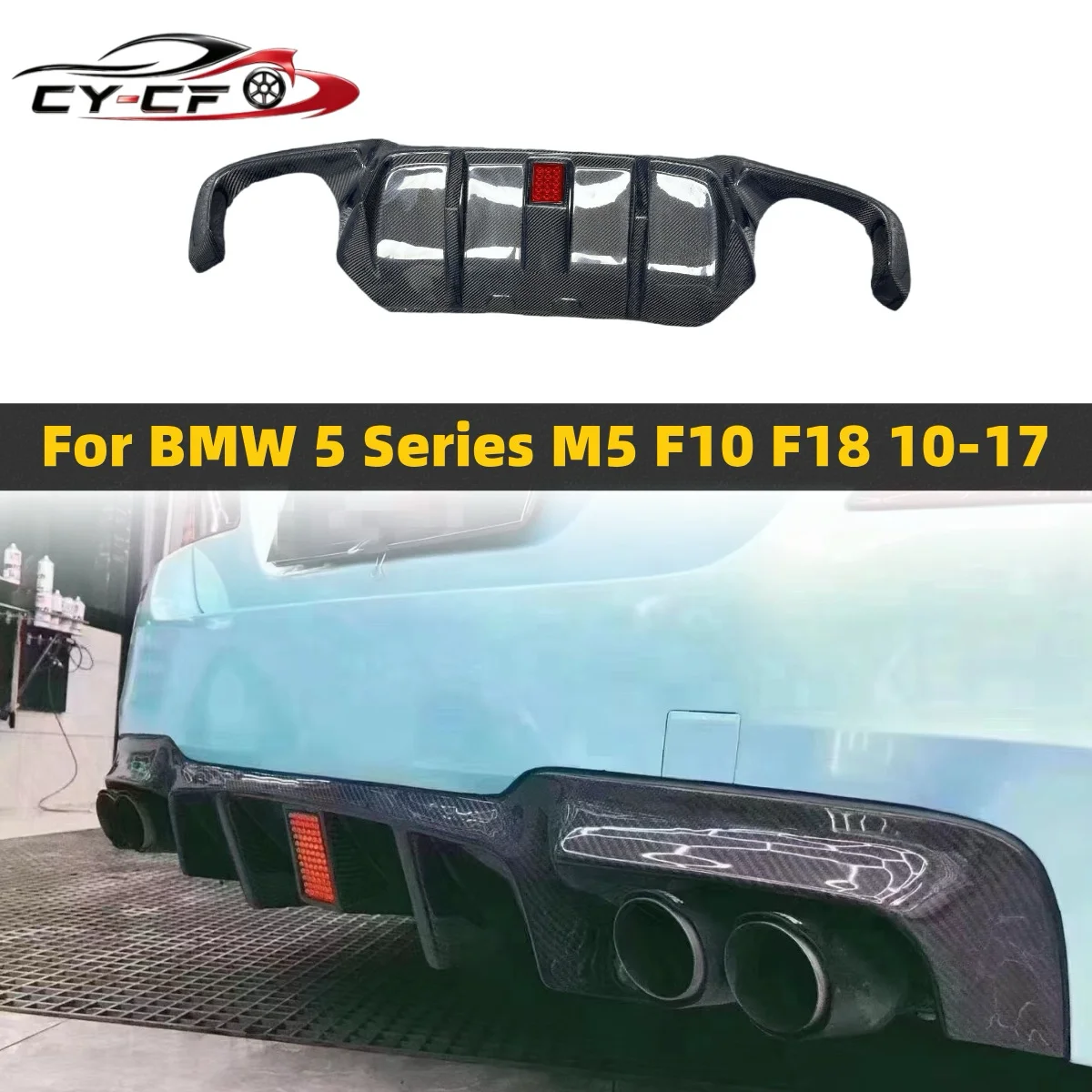 

For BMW 5 Series M5 F10 F18 2011-2016 Carbon Fiber With lights Car Rear Bumper Diffuser Rear Splitters Spoiler Back lip